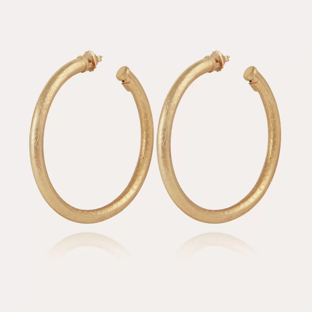 Gas Bijoux Boucles D'Oreilles Creoles Maoro Grand Modele Dorees