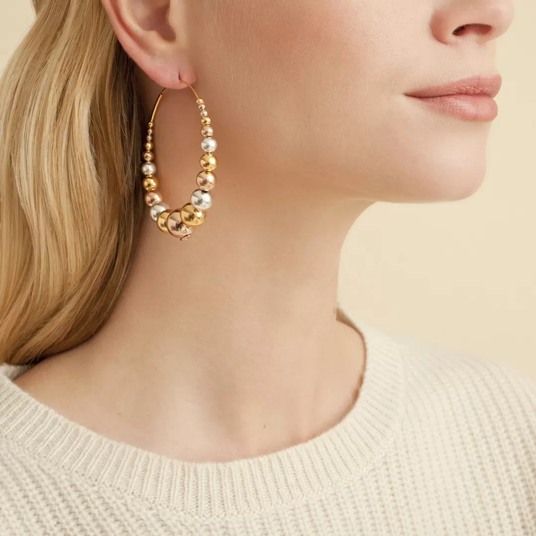 Gas Bijoux Boucles D'Oreilles Creoles Multiperla Bicolore