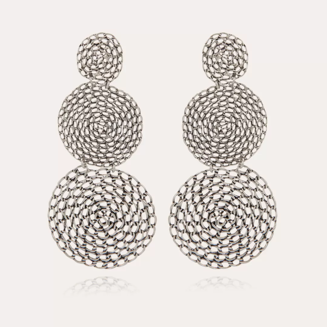 Gas Bijoux Boucles D'Oreilles Onde Gourmette Double Argentees