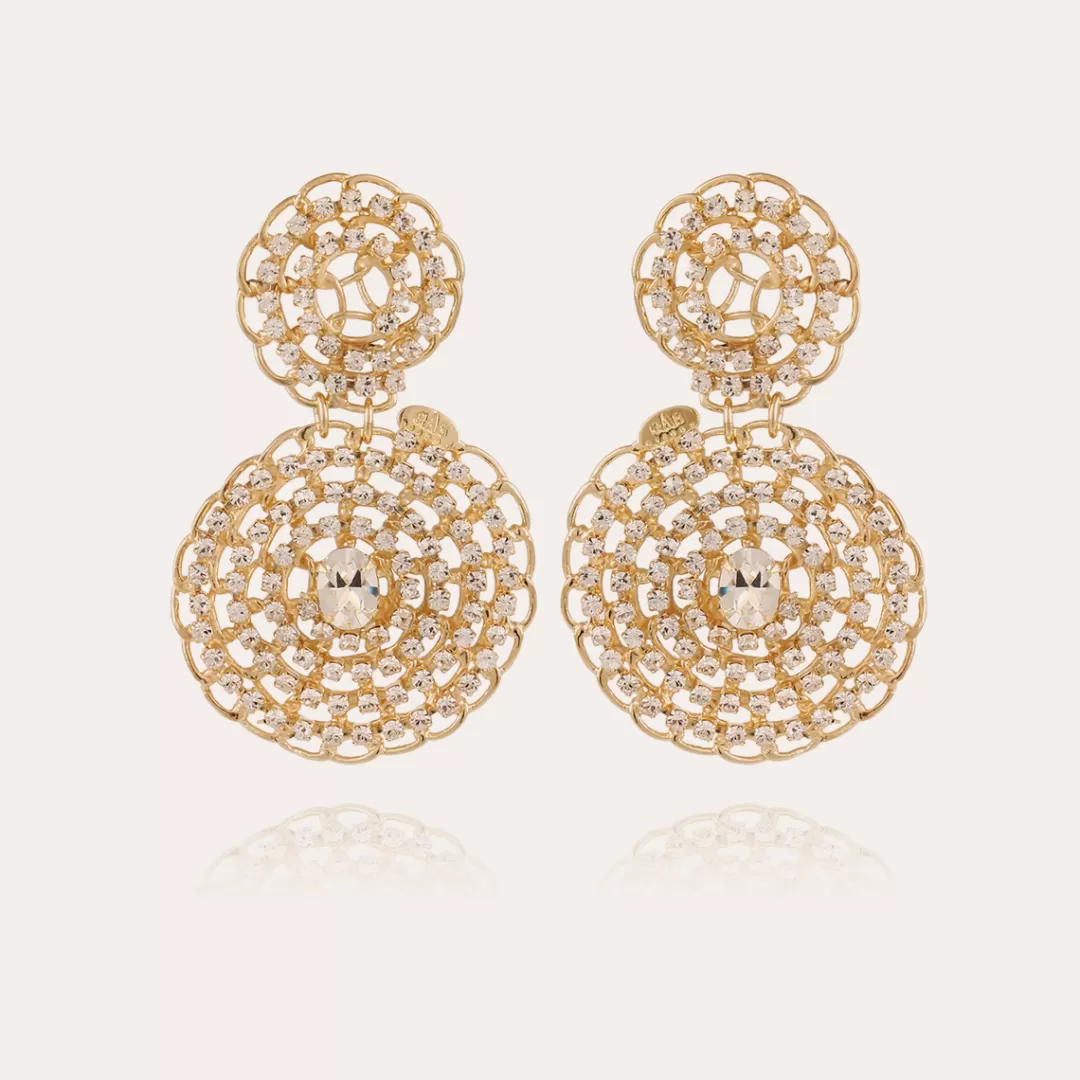 Gas Bijoux Boucles D'Oreilles Onde Gourmette Strass Petit Modele Dorees