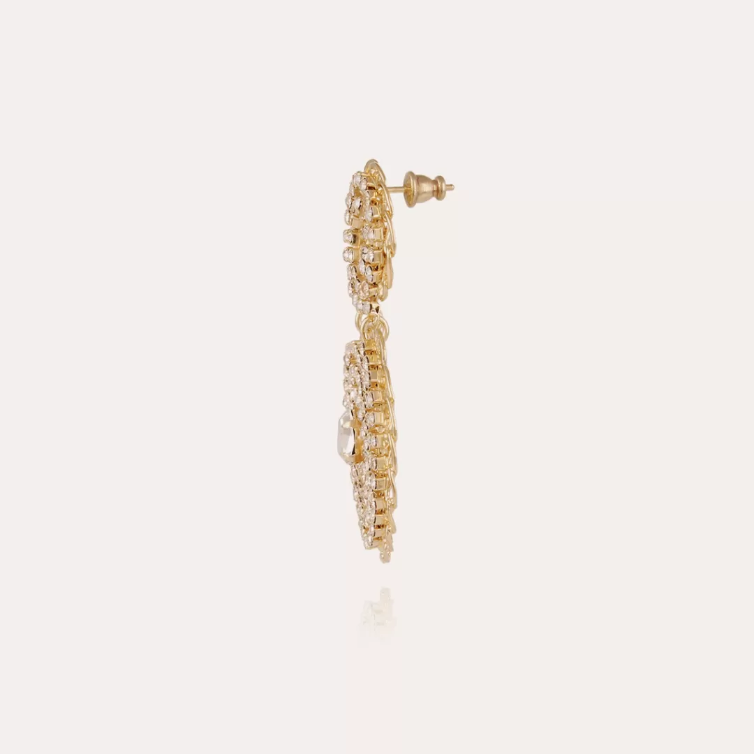 Gas Bijoux Boucles D'Oreilles Onde Gourmette Strass Petit Modele Dorees