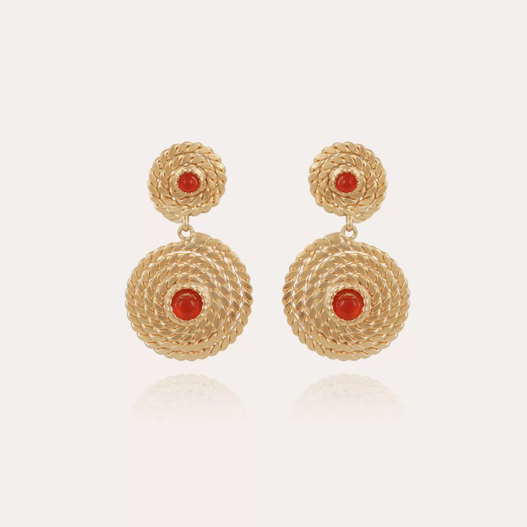 Gas Bijoux Boucles D'Oreilles Onde Lucky Cabochons Mini Dorees