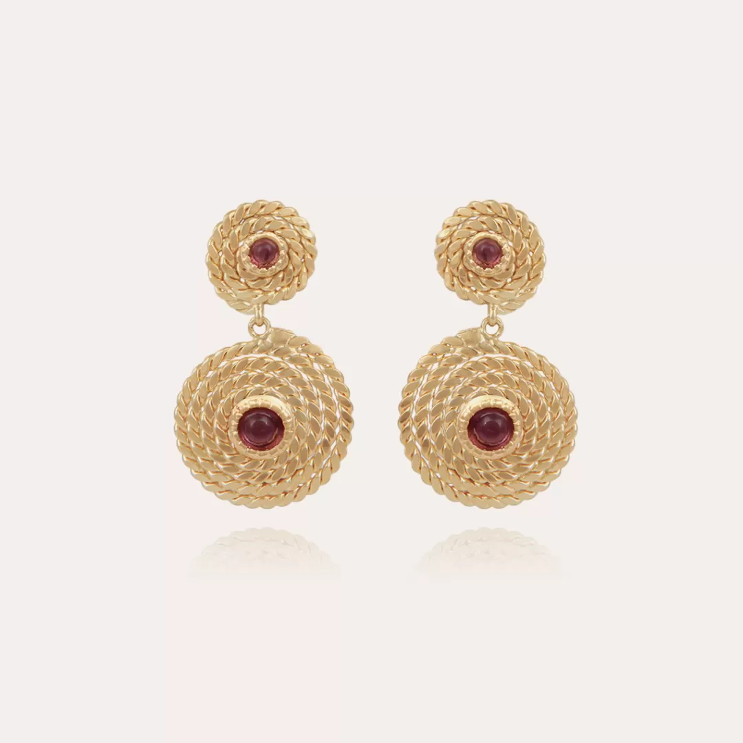 Gas Bijoux Boucles D'Oreilles Onde Lucky Cabochons Mini Dorees-Amethyste