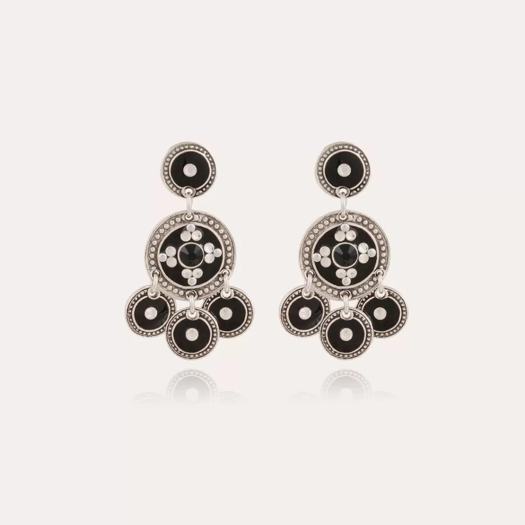 Gas Bijoux Boucles D'Oreilles Sequin Deux Rangs Argentees