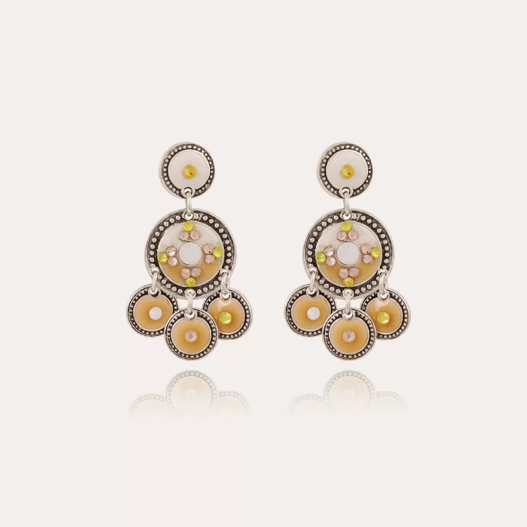 Gas Bijoux Boucles D'Oreilles Sequin Deux Rangs Argentees