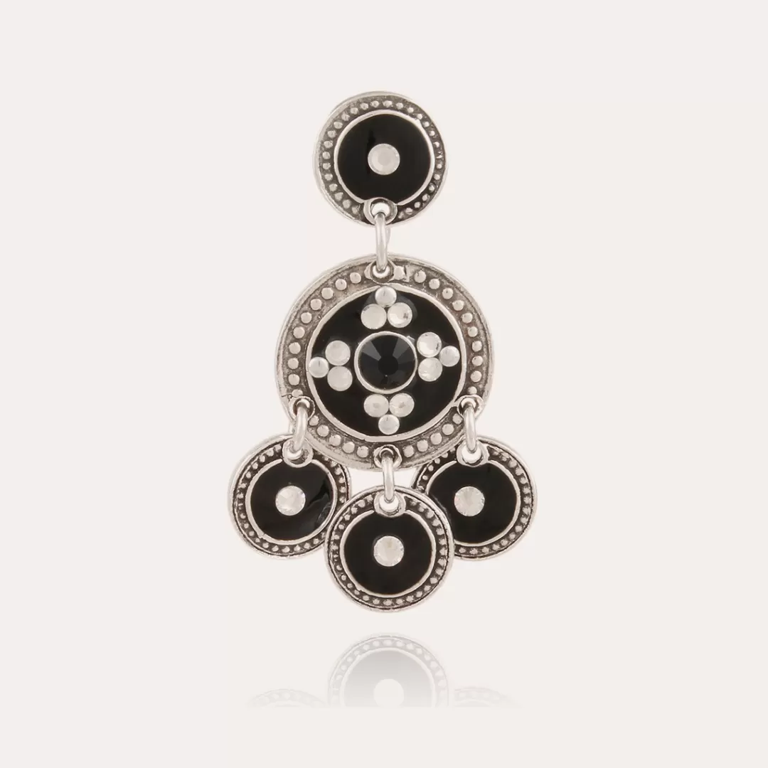 Gas Bijoux Boucles D'Oreilles Sequin Deux Rangs Argentees