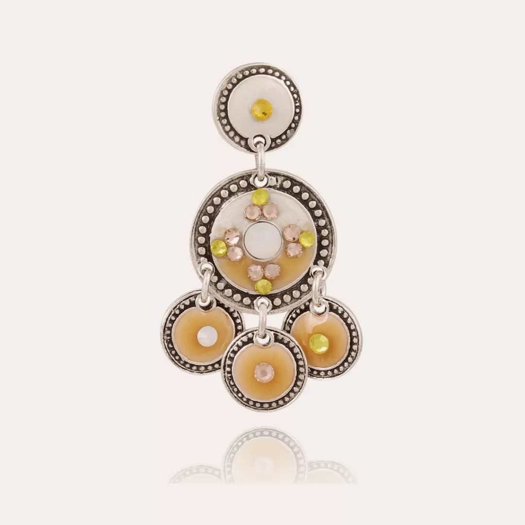Gas Bijoux Boucles D'Oreilles Sequin Deux Rangs Argentees