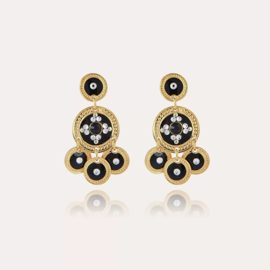 Gas Bijoux Boucles D'Oreilles Sequin Deux Rangs Dorees