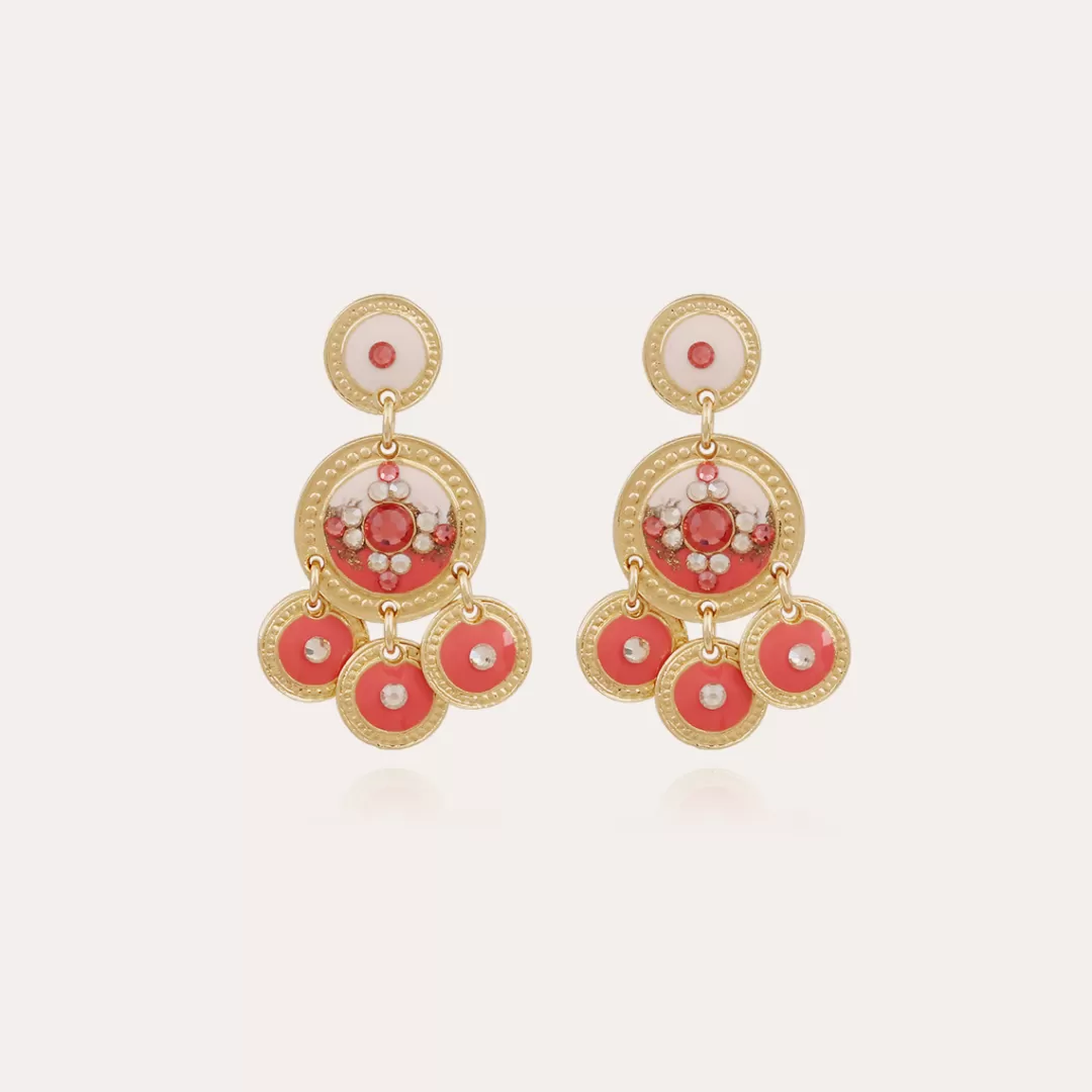 Gas Bijoux Boucles D'Oreilles Sequin Deux Rangs Dorees