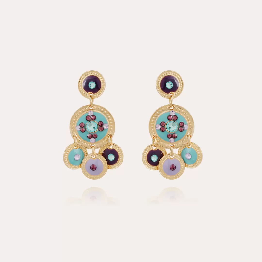 Gas Bijoux Boucles D'Oreilles Sequin Deux Rangs Dorees