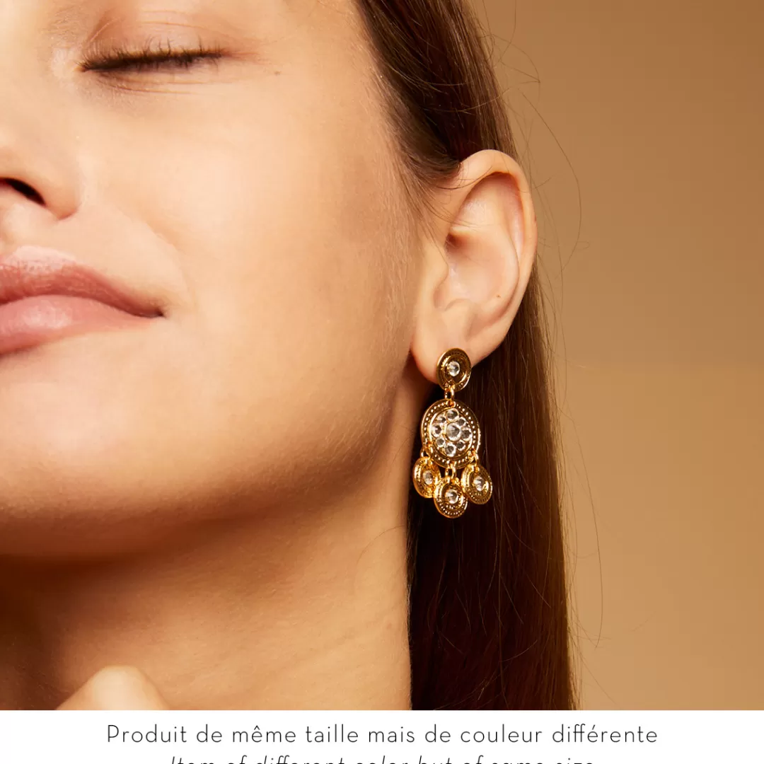 Gas Bijoux Boucles D'Oreilles Sequin Deux Rangs Dorees
