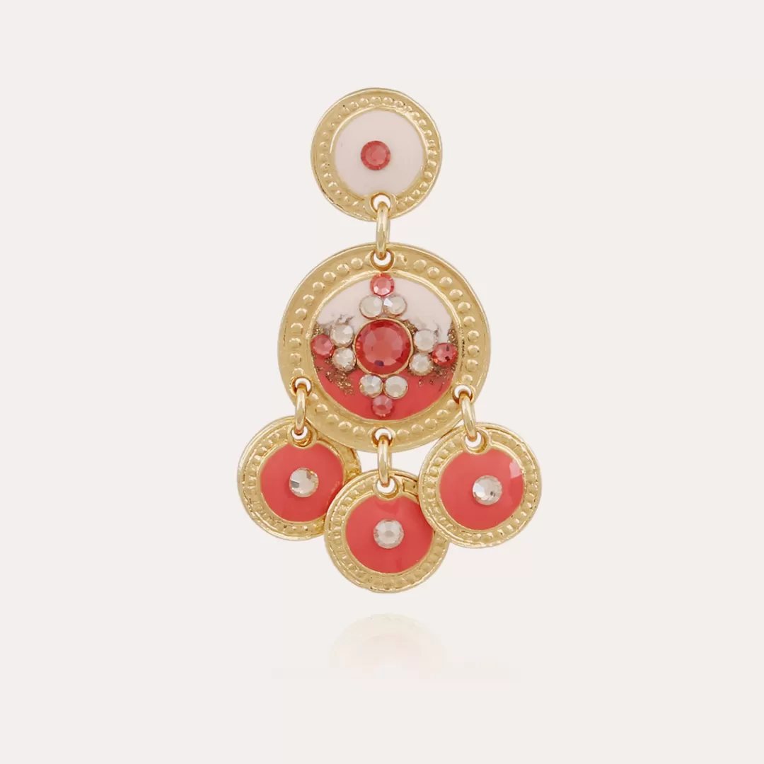 Gas Bijoux Boucles D'Oreilles Sequin Deux Rangs Dorees