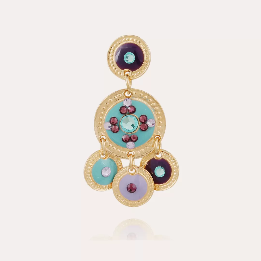 Gas Bijoux Boucles D'Oreilles Sequin Deux Rangs Dorees