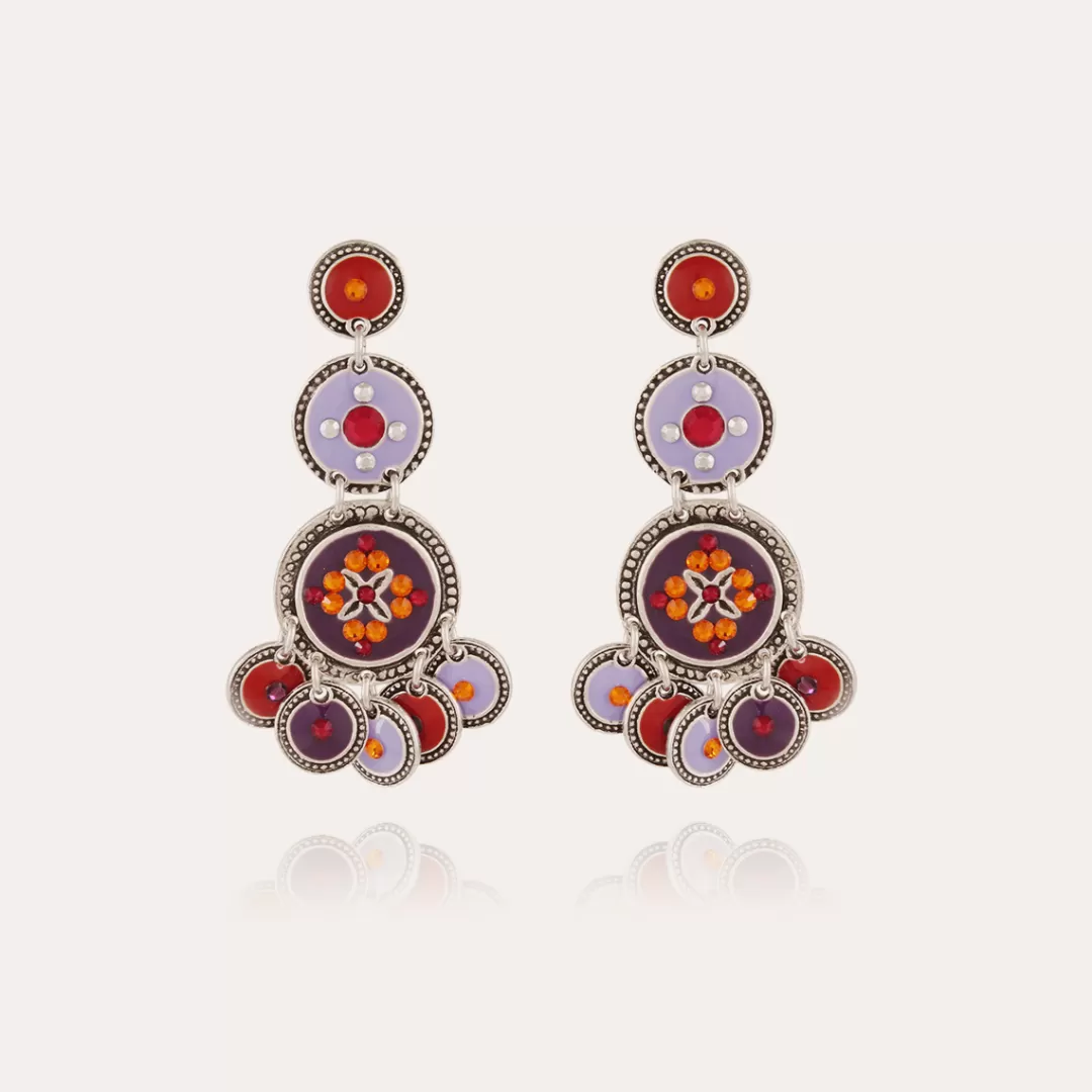 Gas Bijoux Boucles D'Oreilles Sequin Trois Rangs Argentees
