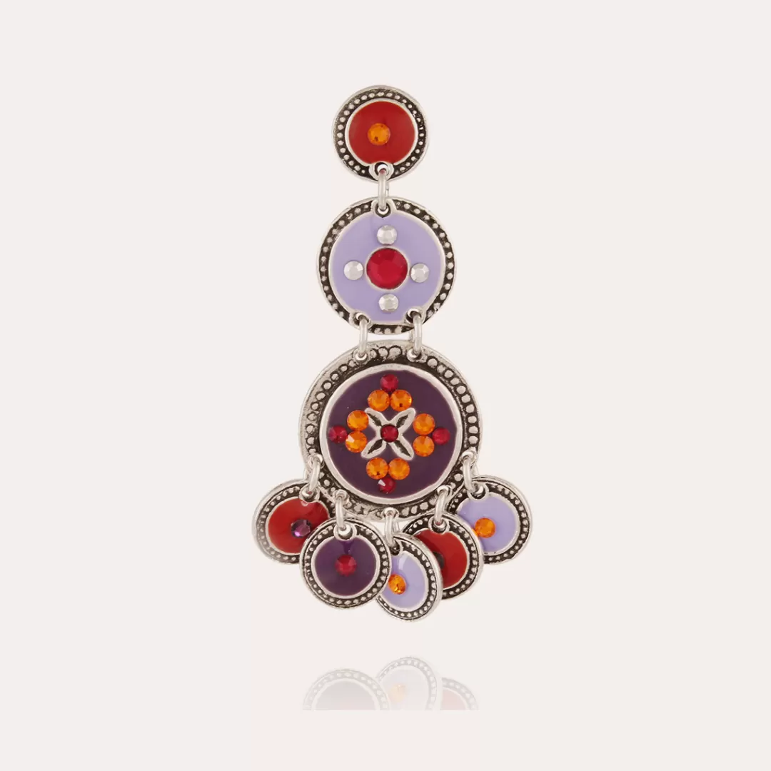 Gas Bijoux Boucles D'Oreilles Sequin Trois Rangs Argentees