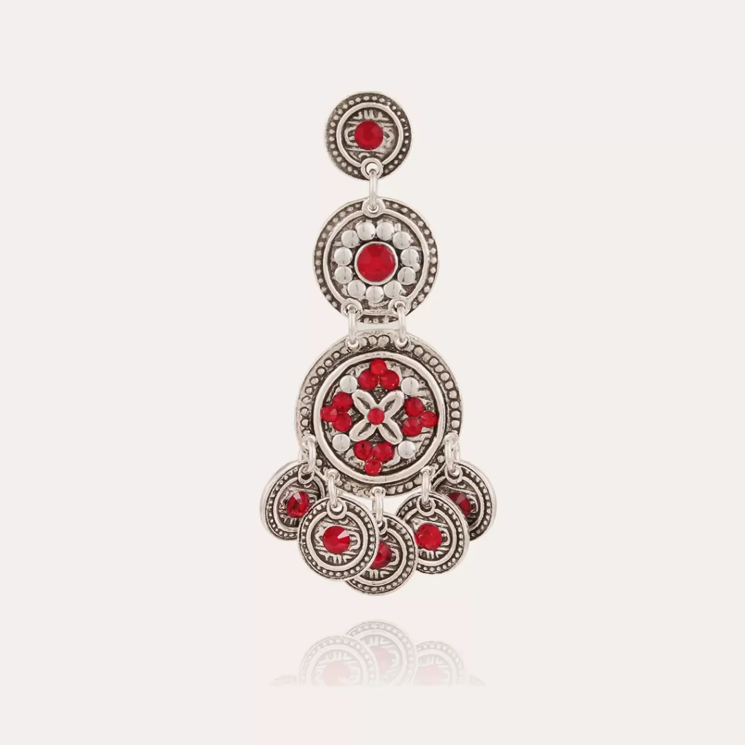 Gas Bijoux Boucles D'Oreilles Sequin Trois Rangs Argentes