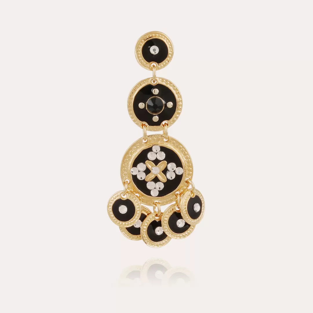 Gas Bijoux Boucles D'Oreilles Sequin Trois Rangs Dorees