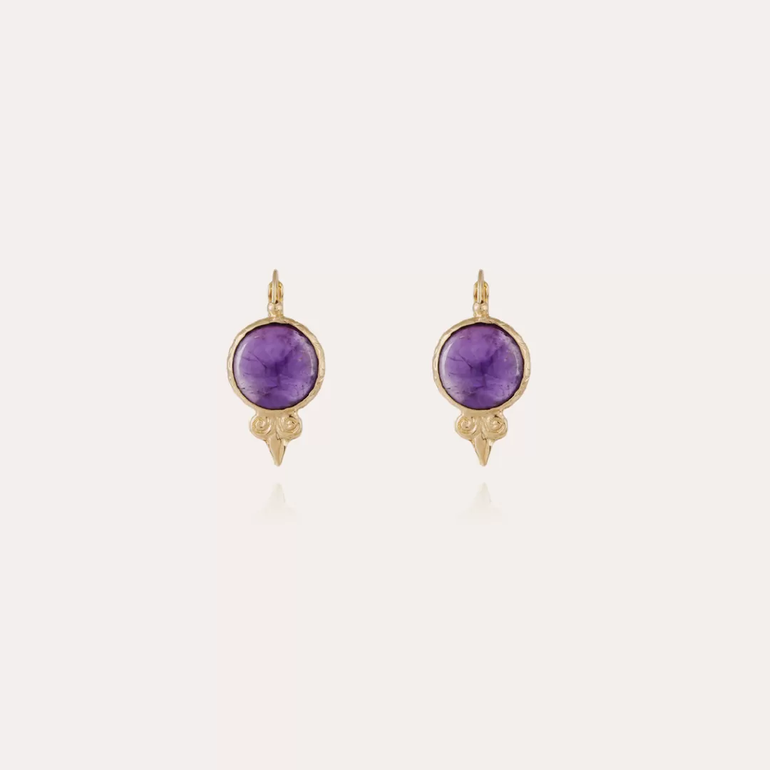 Gas Bijoux Boucles D'Oreilles Serti Dorees-Amethyste
