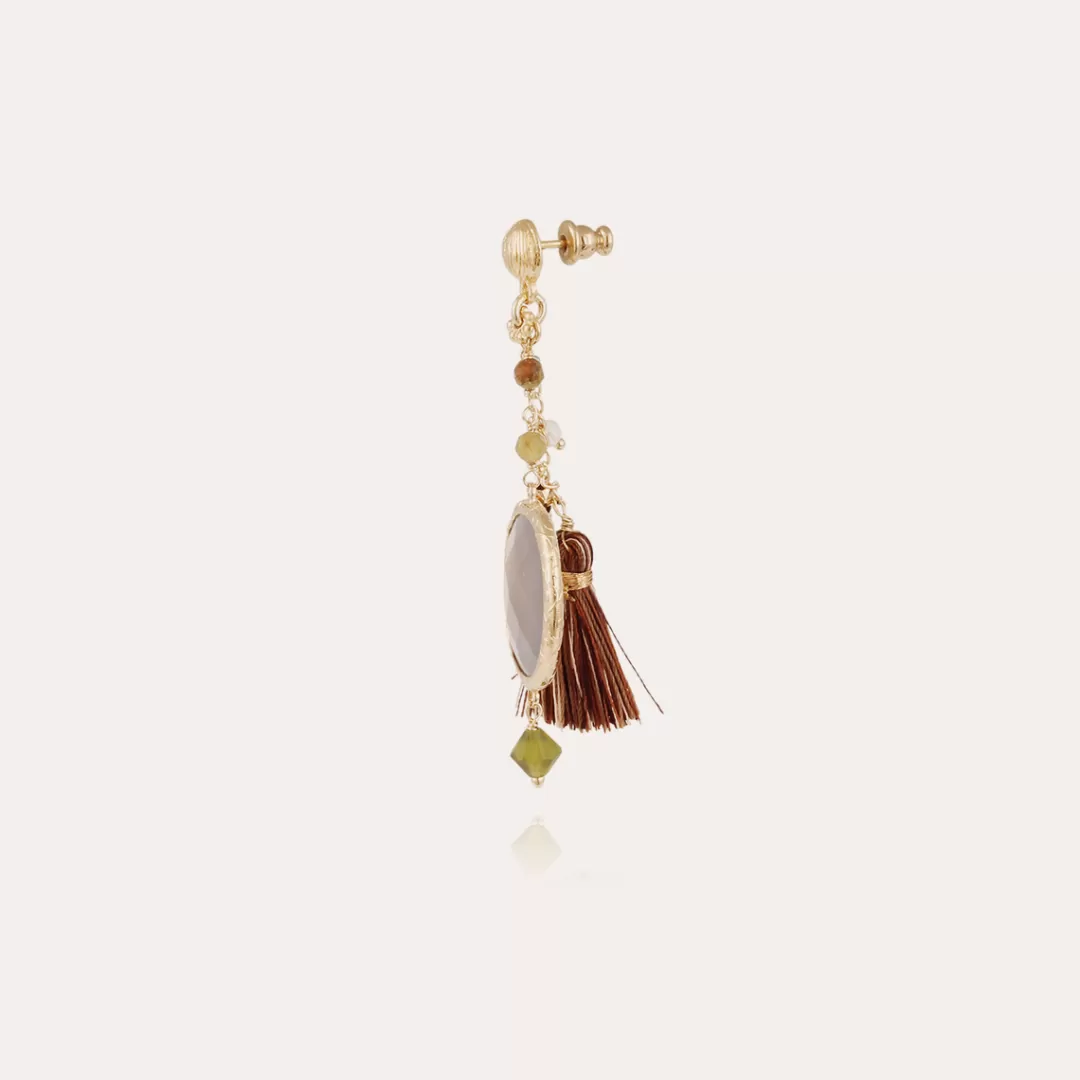 Gas Bijoux Boucles D'Oreilles Serti Pondicherie Petit Modele Dorees-Calcite Grise