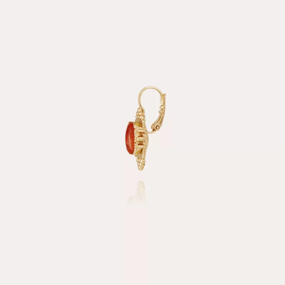 Gas Bijoux Boucles D'Oreilles Serti Talisman Petit Modele Dorees-Cornaline