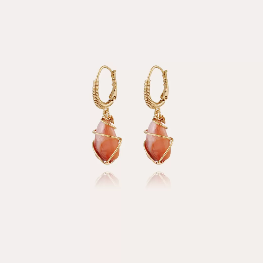 Gas Bijoux Boucles D'Oreilles Tao Rainbow Dorees-Cornaline