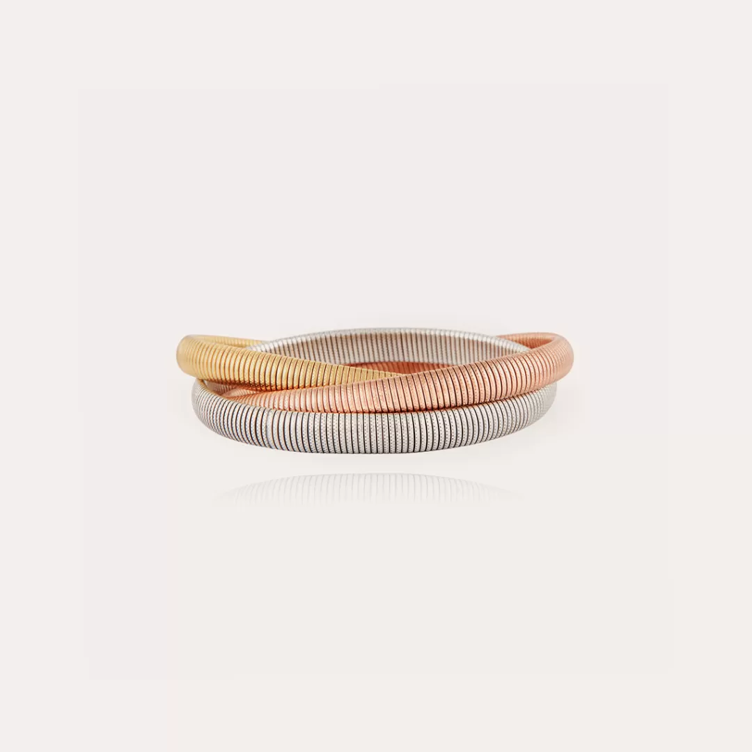 Gas Bijoux Bracelet Infinity Trois Rangs Petit Modele Bicolore