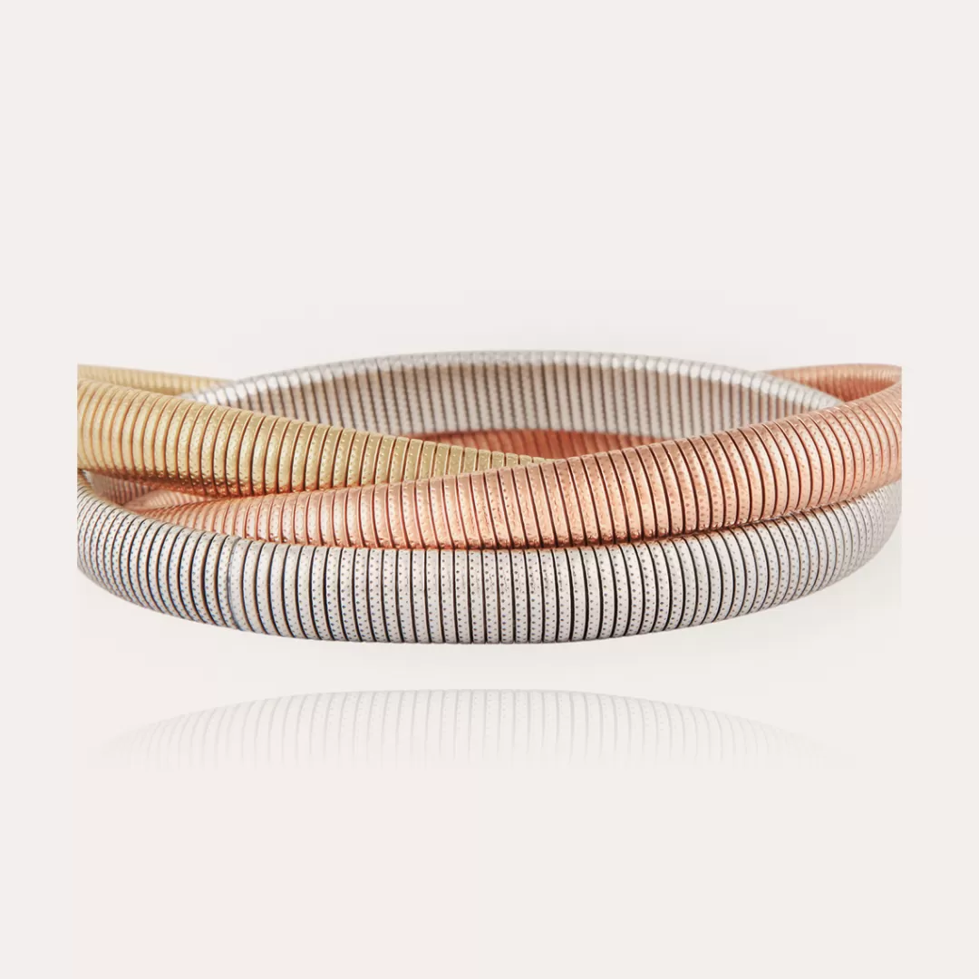 Gas Bijoux Bracelet Infinity Trois Rangs Petit Modele Bicolore